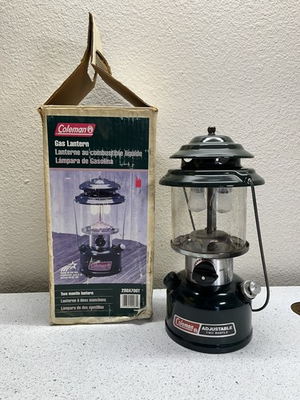 #ad Vintage Model 288A700T Coleman Double Mantle Adjustable Gas Lantern Color Green $29.99