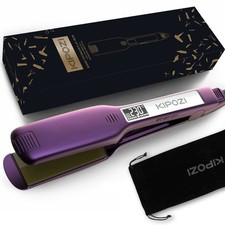KIPOZI 1.75" Salon Hair Straightener Titanium Flat Iron LCD Display Dual Voltage
