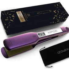 KIPOZI 1.75" Salon Hair Straightener Titanium Flat Iron LCD Display Dual Voltage