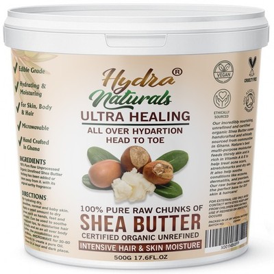 Sheabutter 500g Zertifiziert Bio Unraffiniert Rein Natur Roh Grade A Elfenbein