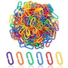 Paidiem 200PCS Plastic Chain Links, Colorful Rainbow DIY C-Clips Chains Hooks...