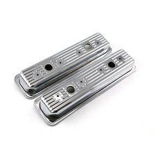 Chevy Sbc 350 Center Bolt Chrome Steel Valve Covers - Short W 2 X Hole
