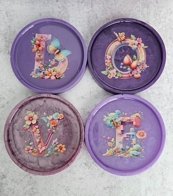 Purple LOVE COASTERS, Set of 4 - Handmade by BPWaters