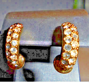 Swarovski (Swan Logo) Gold Rhodium Plated Crystal Encrusted Post Earrings