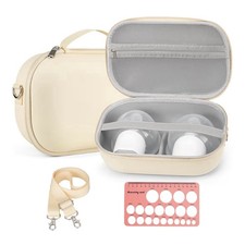 Wearable Breast Pump CARRYING CASE- Storage Bag Organizer, Strap, Zipper Beige