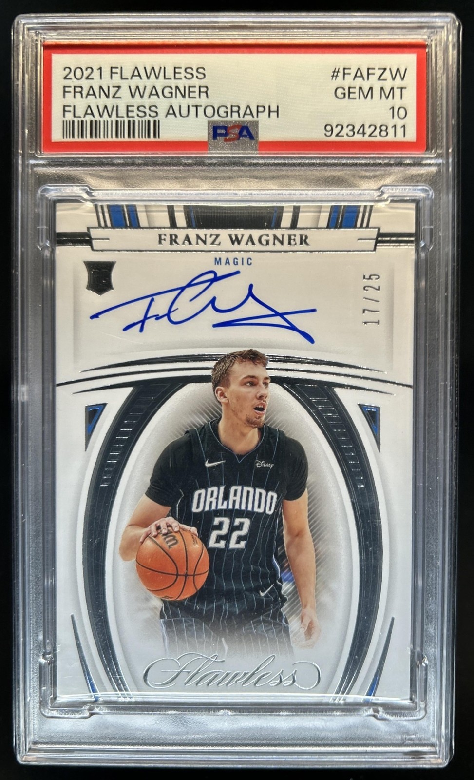 2021-22 Panini Flawless Franz Wagner Auto Rookie RC #/25 Magic PSA 10 GEM MINT view 1