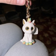 TY Beanie Mini Boos Vinyl Figurine PIXY the Unicorn (2 inch) Metal Key Clip
