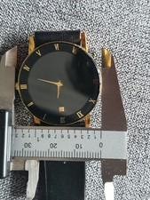 Diamond Gold Plated Black Stainless Steel Back Quartz Battery Watch Wristwatch 