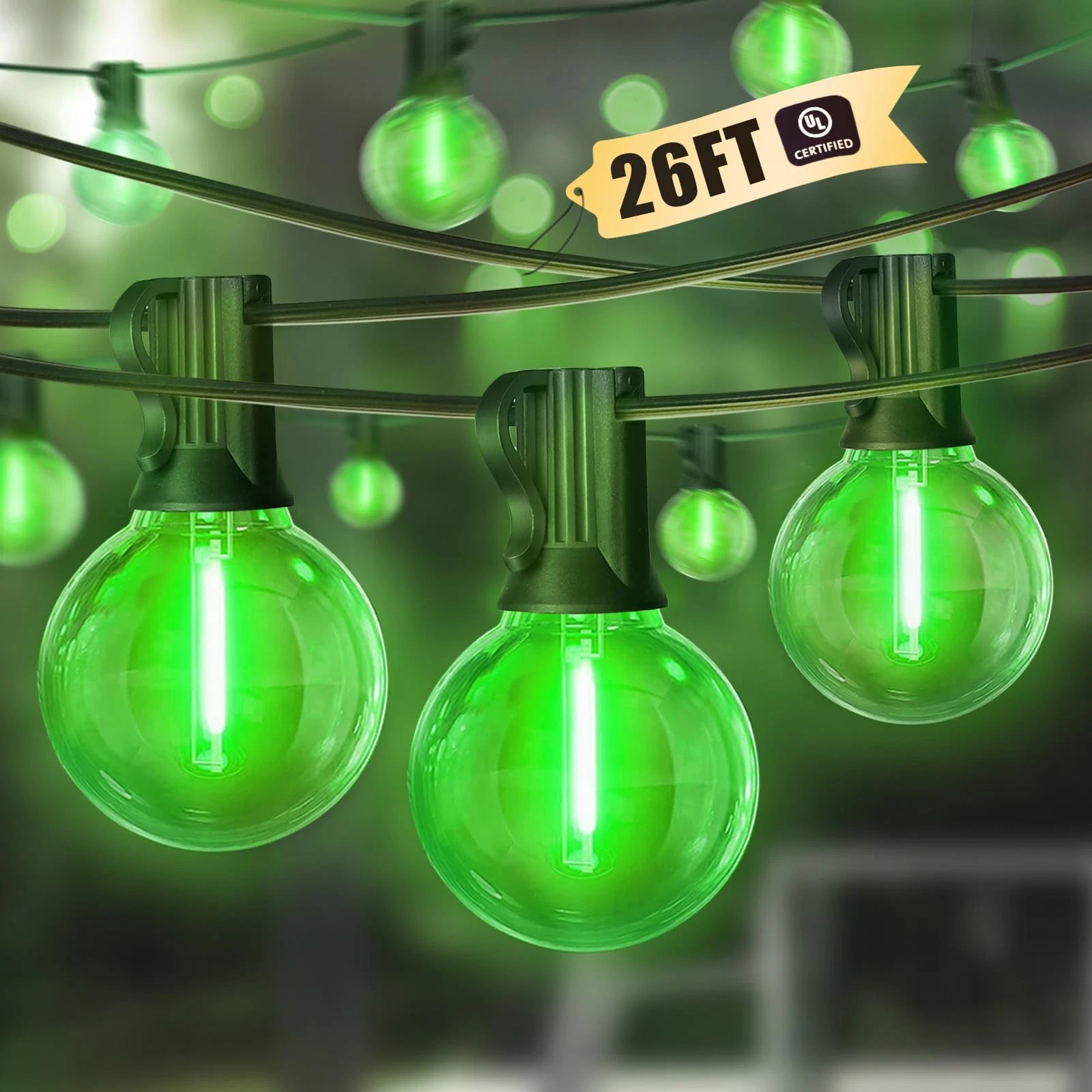 Outdoor String Light, 26Feet Patio Lights with 12+1 Edison Shatterproof Bulbs...