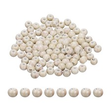100Pcs 6mm Round Ceramic Porcelain Beads, Glaze Change White