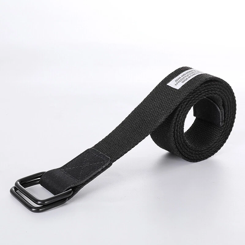 Unisex Leinen Gürtel mit Schnalle Gurtband Doppel D-Ring Geflochten Bund für - Bild 2 von 4