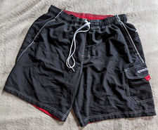 SPEEDO Black Swim Trunks Board Shorts With Liner Mens Large L Black Swimsuit