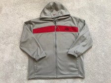 Vtg Nike Air Gray Tag Hooded Full Zip Sweatshirt Mens Sz L Grey Red Active Retro