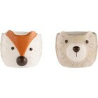Egg Cups Ceramic Egg Holders Woodland Fox & Bear Storage Table Decor Breakfast