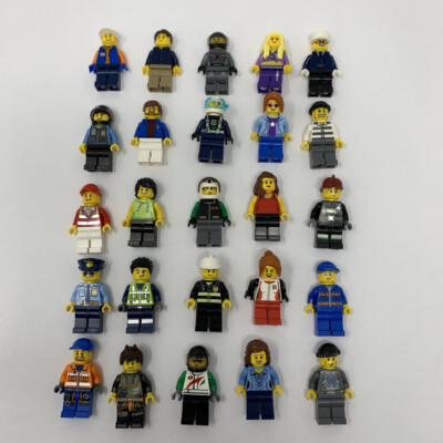 Lot 10 RANDOM Lego City Minifigures People Men Town Police w/ Female  Minfigs