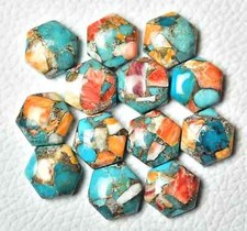 AAA Spiny Oyster Copper Turquoise Cabochon Hexagon Shape Loose Gemstone