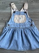 OshKosh B  Gosh Jumper Dress 2T Cotton Denim Floral Overalls