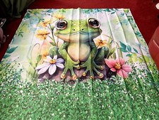 FROG POLYESTER SHOWER CURTAIN WITH WHITE PLASTIC HOOKS 71"