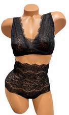 Victoria's Secret Dream Angels Unlined Plunge Bra  High Thong Panty Set 38D/M