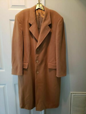 WOMENS KENSINGTON ROAD CAMEL BEIGE WOOL CASHMERE COAT 40 R WOVEN IN ITALY