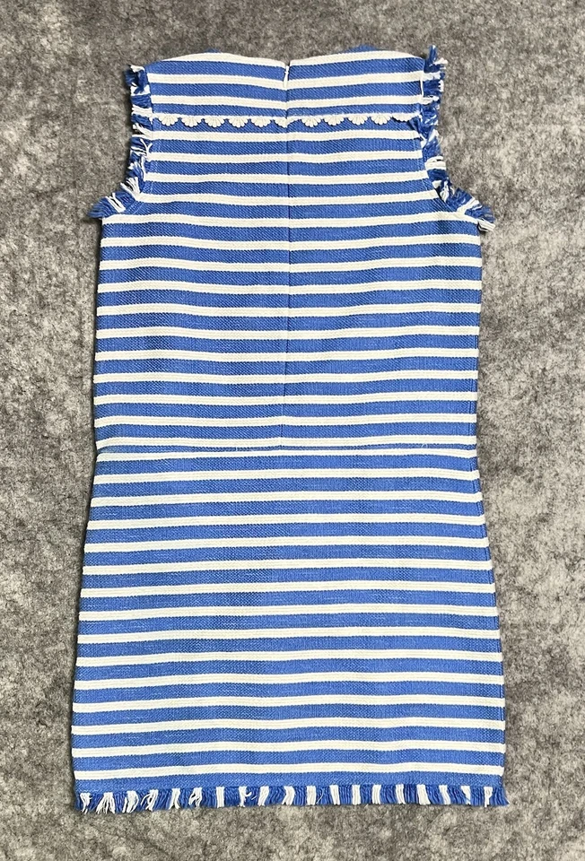 Vestido Joe Fresh Shift Para Mujer 2 Azul y Blanco Rayas Forrado Borde Margarita Cinta Foto 2 de 4