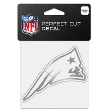 NEW ENGLAND PATRIOTS SILVER METALLIC CHROME PERFECT CUT DECAL 4"X4" NFL LICENSED