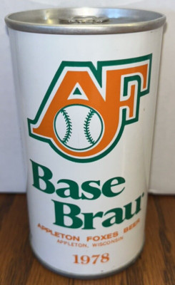 VINTAGE 1978 APPLETON FOXES BASEBERAU PULL TAB STEEL BEER CAN  STEVEN'S POINT WI