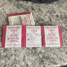 Vtg Super sensitive Stainless violin strings SS211,12,14 set medium tone USA