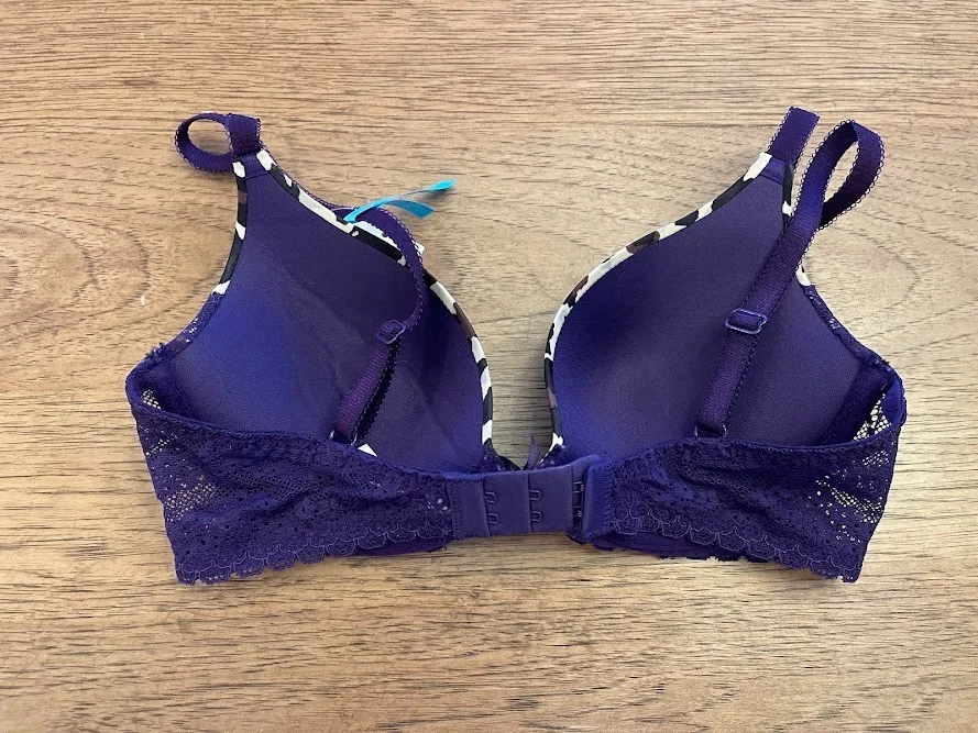 Sujetador push up BP UNDER COVER púrpura con aros de leopardo encaje 32C nuevo sin etiquetas Foto 2 de 2