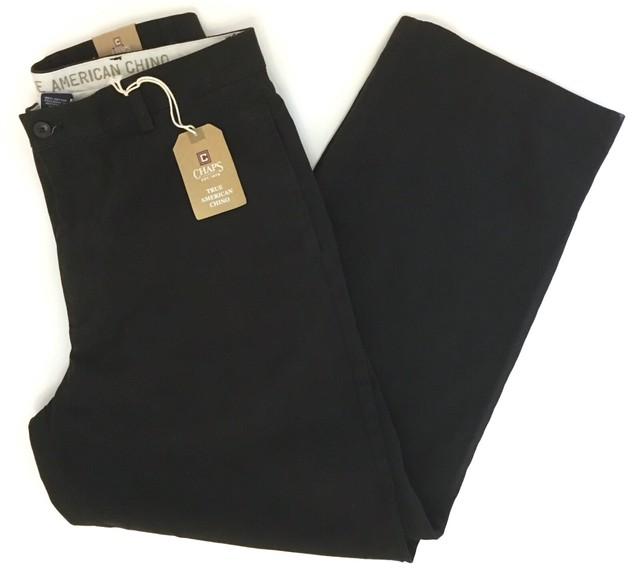 Chaps True American Chino NWT Flat Front Straight Fit 32x30 Menâs Sz L Black | eBay