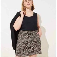 Loft leopard print stretch mini pencil skirt plus size 18