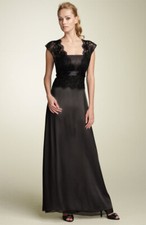 JS Collections Beads Lace Chiffon Gown Sz 4 Black