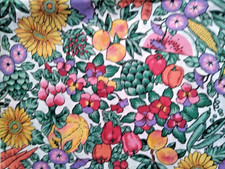 Vegetables Fruit Flowers Garden Fabric BTY 44" Wide