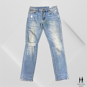 Oliver Logan Mens Denim Jeans Distressed Light Blue 32 x 31 Slim Fit Stretchable