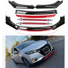 For Nissan Versa Front Bumper Lip Splitter Spoiler Glossy Black+Red
