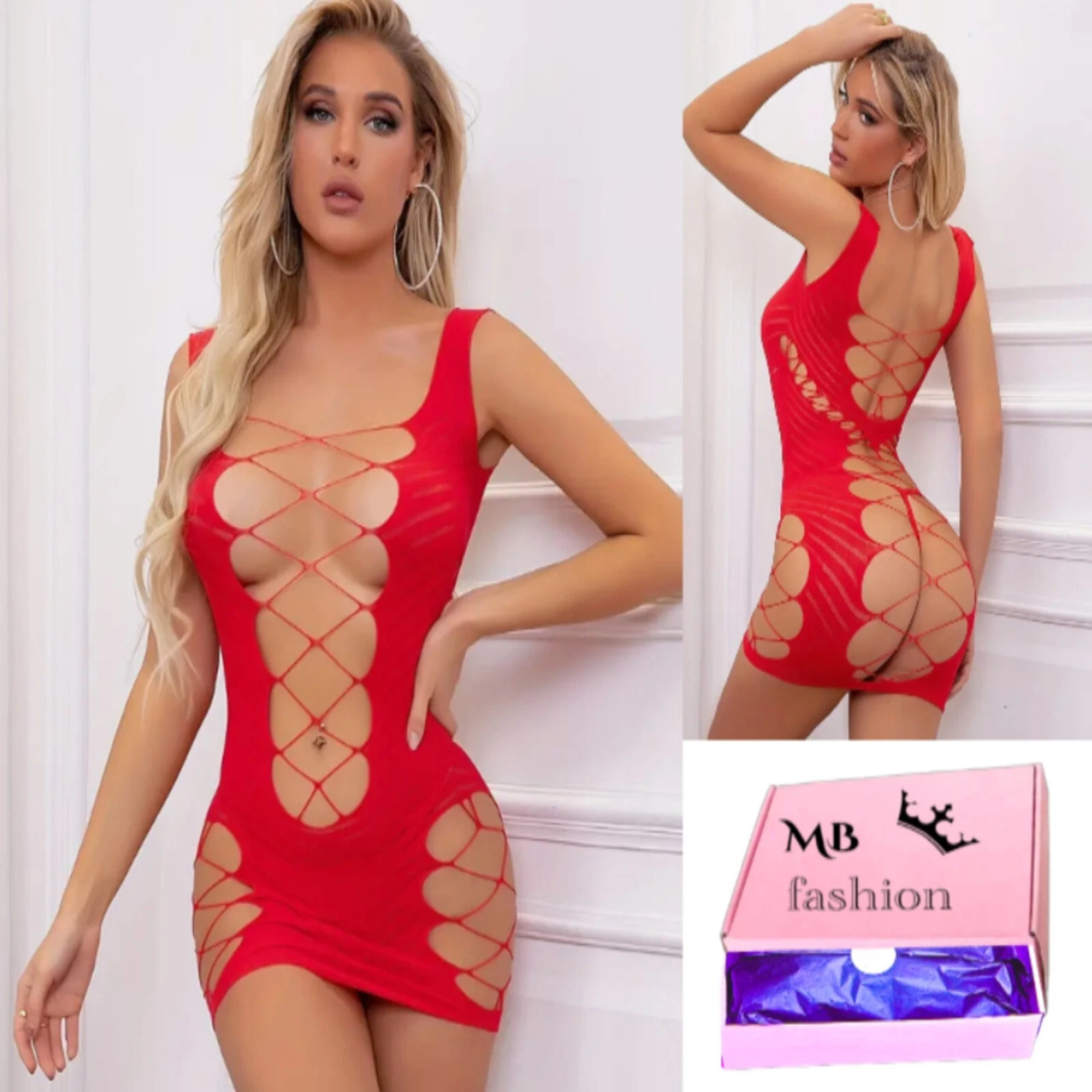 VETEMENTS Robe Dina Sexy Lingerie en résille body dress vêtements de Nuit