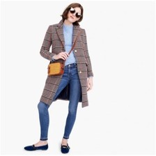 Nwt J Crew Sz2 Petite Cabernet Plaid Single-breasted Wool Blend Coat #j5573 $398
