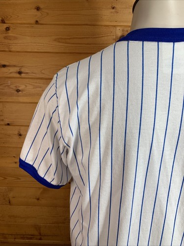 Vintage Chicago Cubs MLB Baseball Majestic Pinstripe Ringer Jersey T Shirt Sz XL - Picture 8 of 16