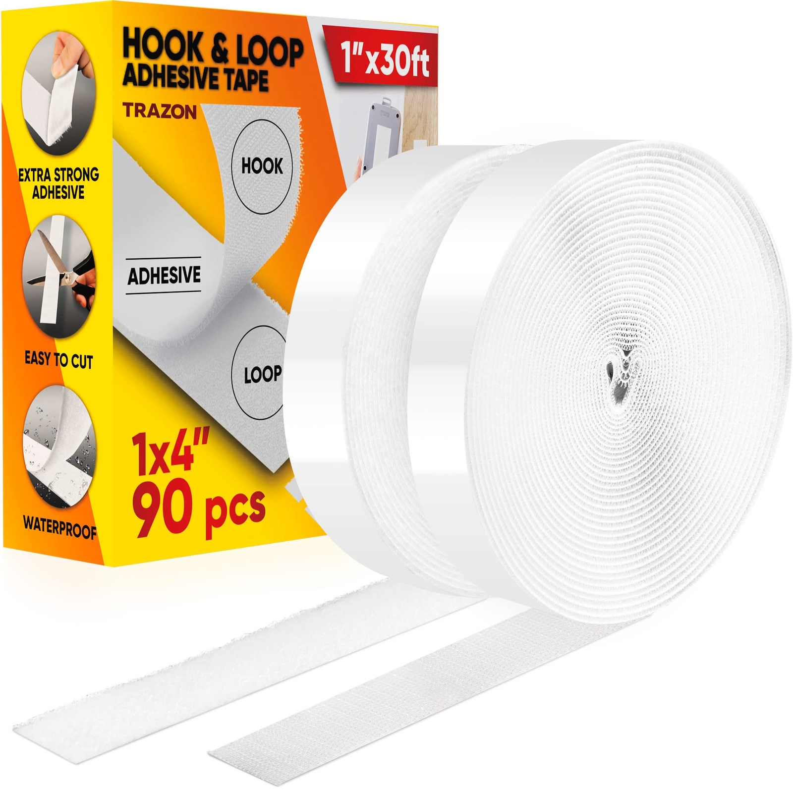 Hook and Loop Tape Roll with Heavy Duty Adhesive Industrial Strength Easy to ...-image