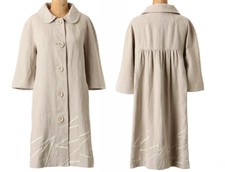 Anthropologie Jackie O Linen Coat P10 Petite Large Neutral Sophisticated Classic