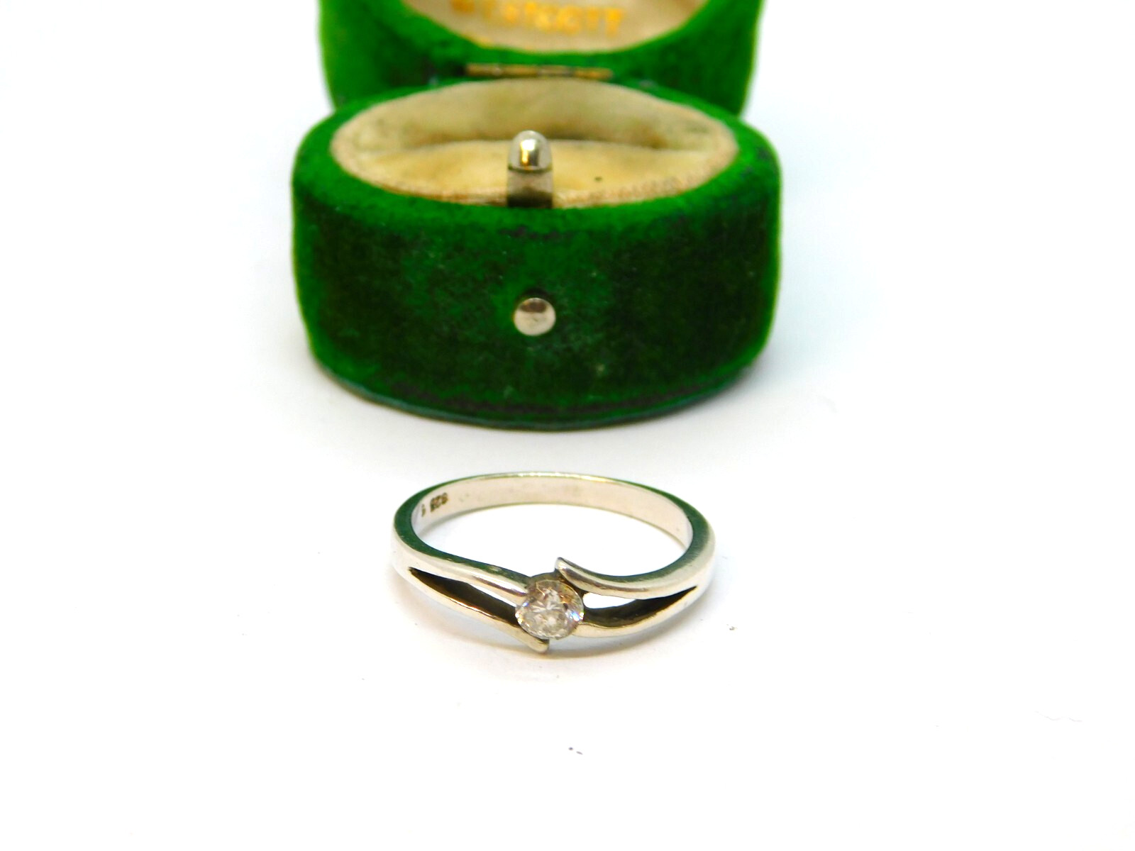 Sterling Silver Split Band Spinel Set Solitaire R… - image 1