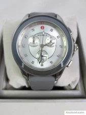 NEW Michele Cape Grey & Silver Stainless Ladies Watch MWW27E000030 NIB Box