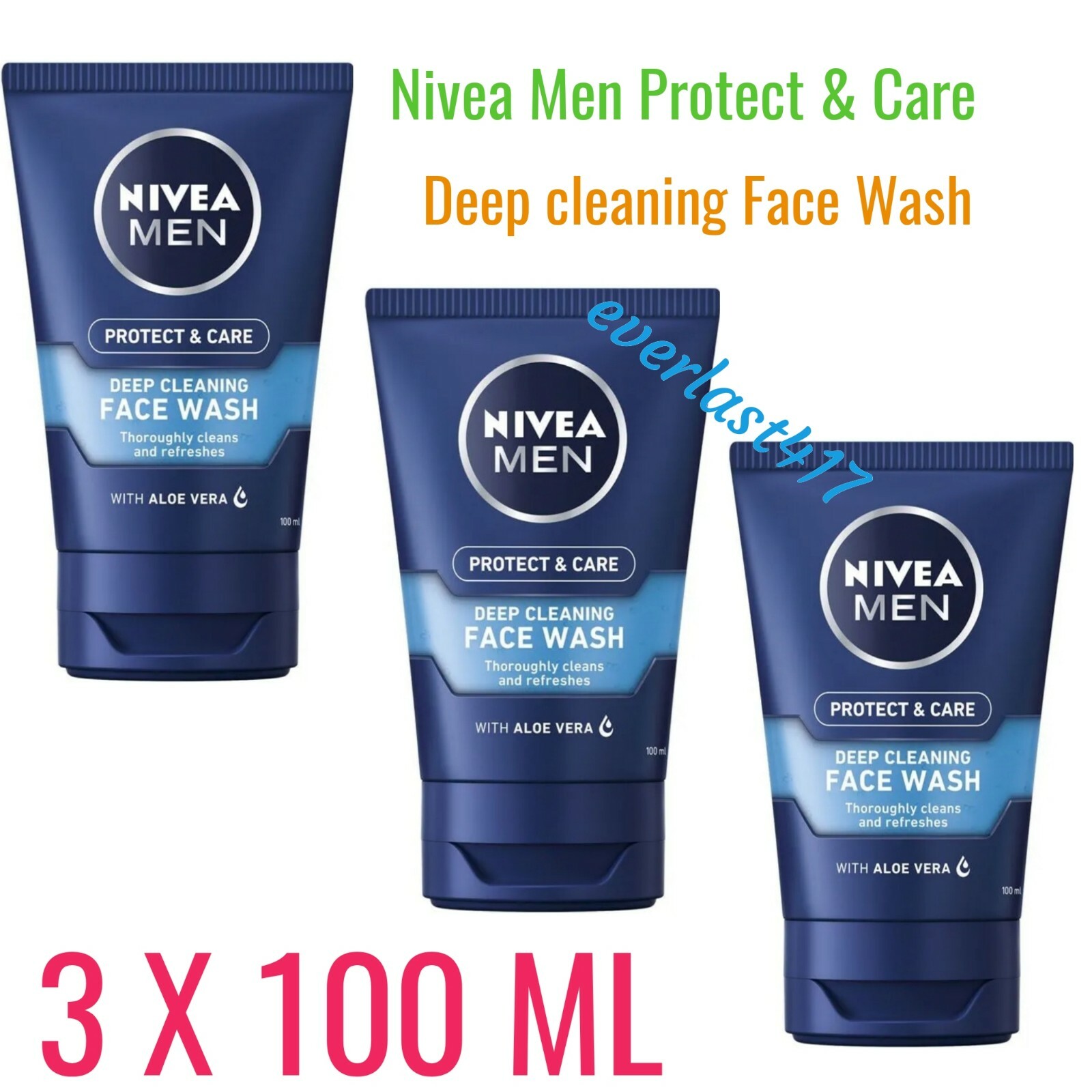 Nivea Men Protect & Care Deep Cleaning Face Wash With Aloe Vera 3 X 100ML