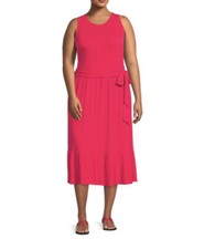 Terra And Sky Cherry Vanilla Belted Knit Tank Dress Size 3X (24W-26W) NWT
