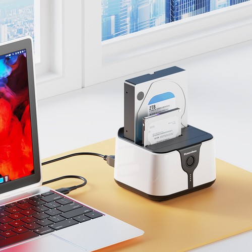 USB 3.0 To SATA Dual Bay Hard Drive Dock 20TB X2 with 12V 3A Power Adapters - Afbeelding 16 van 17