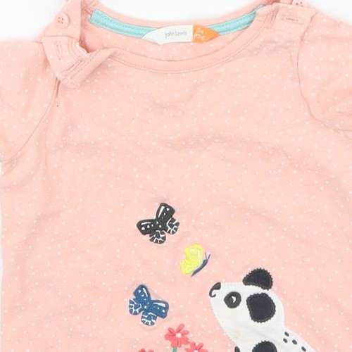 John Lewis Girls Pink Polka Dot Cotton Blend T-Shirt Size 3-6 Months B - Picture 10 of 12