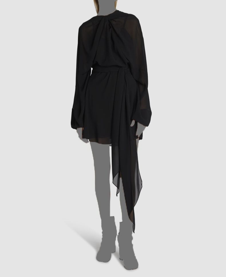 $3210 Maison Margiela Women's Black Silk Draped Twisted Self $3210 Maison Margiela Women's Black Silk Draped Twisted Self