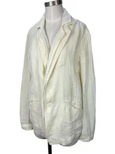Pas De Calais Ivory Linen 2 Button Front Jacket Blazer 38 Medium