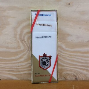 Box of 3 Vintage Monogrammed "H" Handkerchiefs Embroidered NEW in box