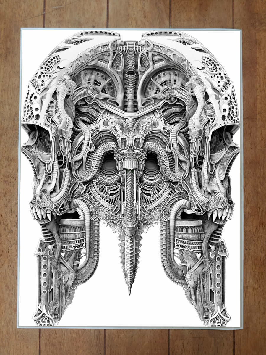 Skull HR Giger Style Poster 18x24in | eBay